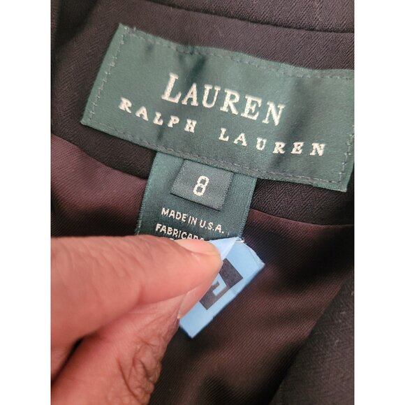 Vtg Lauren Ralph Lauren Dbl Breasted Wool Blend Blazer Wmn 8 Knee Length Preppy - Picture 4 of 10